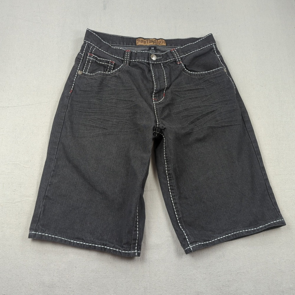 Vintage Southpole Shorts Mens 38 Black Denim Baggy Skater Embroidered - Picture 2 of 12